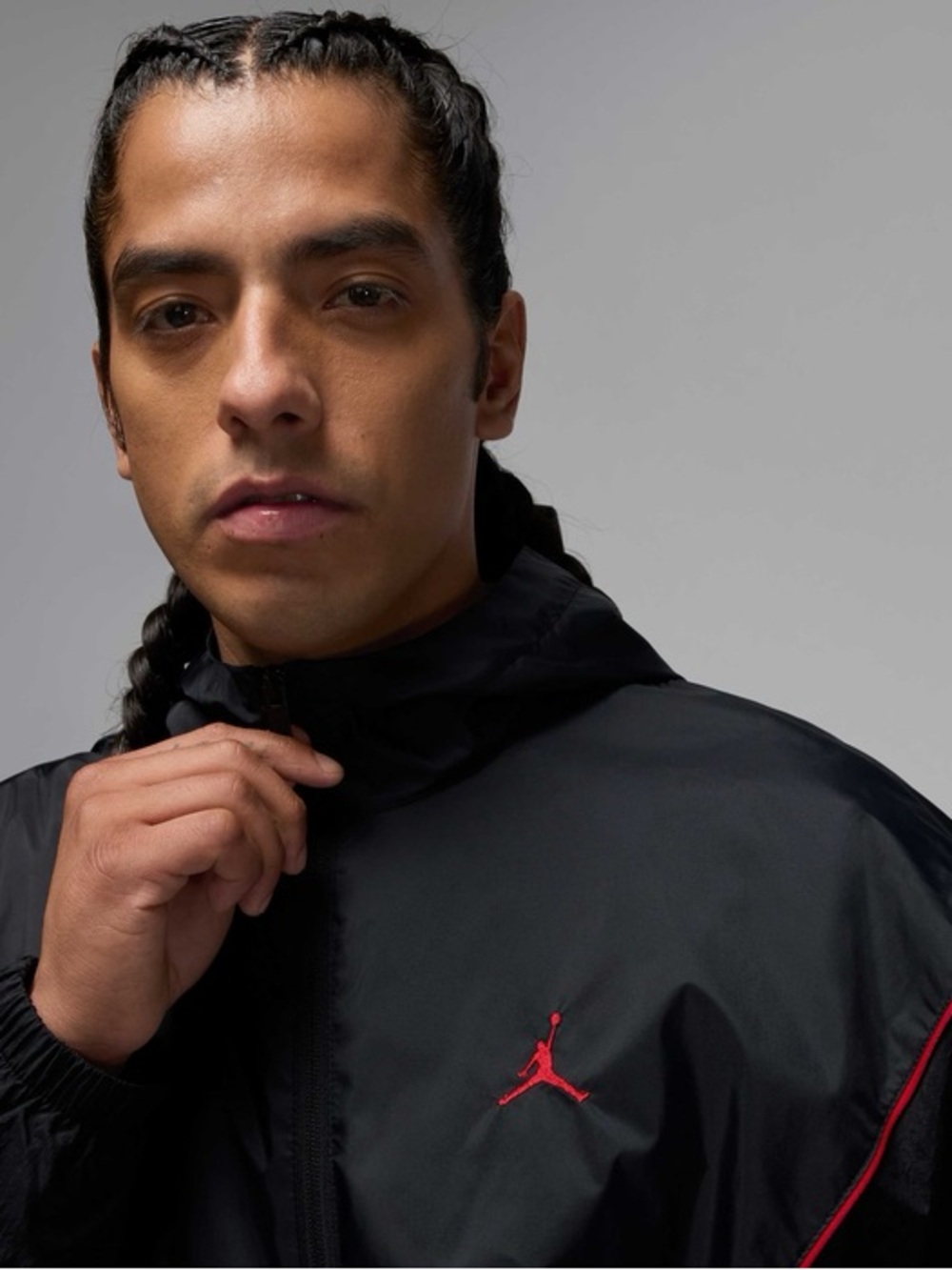 Nike Black Hooded Windbreaker with Red Jumpman